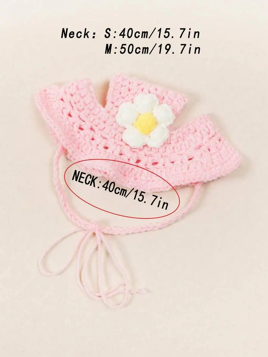 Knitted Pet Bucket Hat with Flower for Cats & Small Dogs