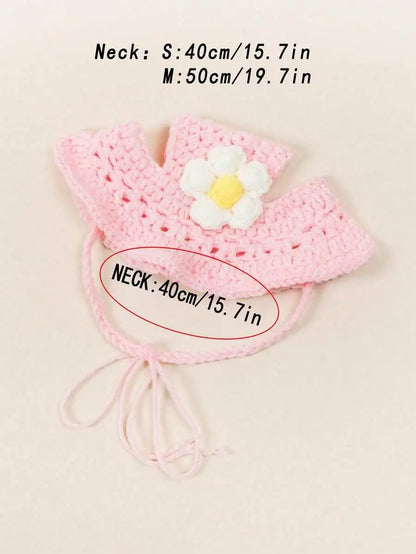 Knitted Pet Bucket Hat with Flower for Cats & Small Dogs
