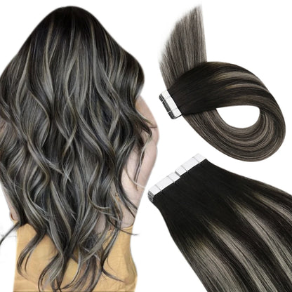 Ugeat Tape Hair Extensions Human Real Natural Brazilian Remy Straight Seamless Skin Weft Women