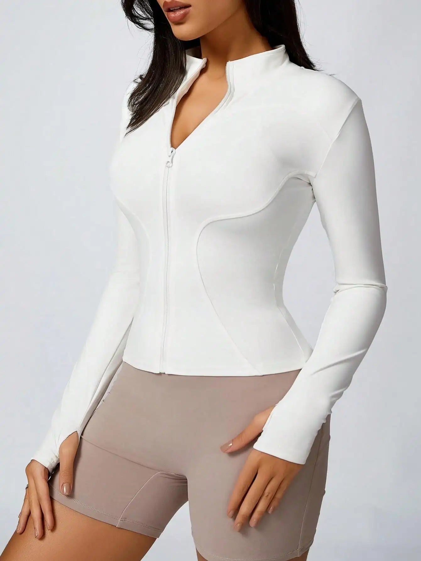 Women's Zip-Up Sports Jacket – Slim Fit Athletic Top