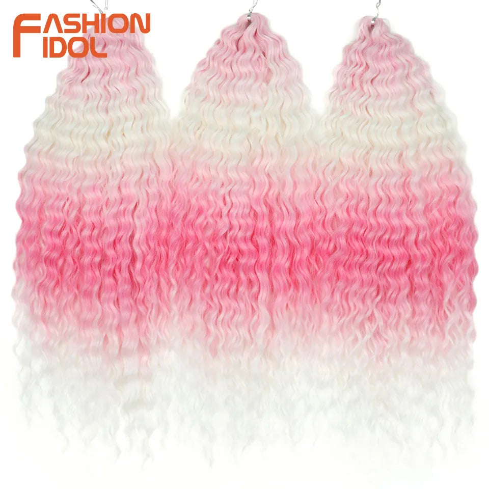 Idol 300g 22 Inch Ariel Curl Hair Water Wave Twist Crochet Synthetic Ombre Rainbow Color Braiding