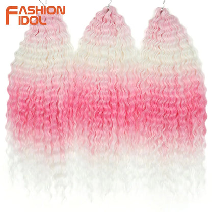 Idol 300g 22 Inch Ariel Curl Hair Water Wave Twist Crochet Synthetic Ombre Rainbow Color Braiding