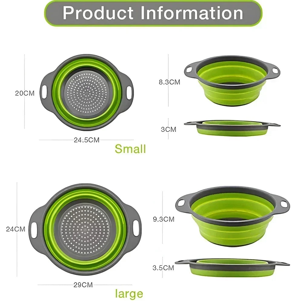 Collapsible Silicone Colander – Foldable Kitchen Strainer