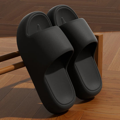 Unisex Bathroom Slippers Cloud Cushion Slides Summer Flat Sandals Thick Platform Shoes Man Indoor