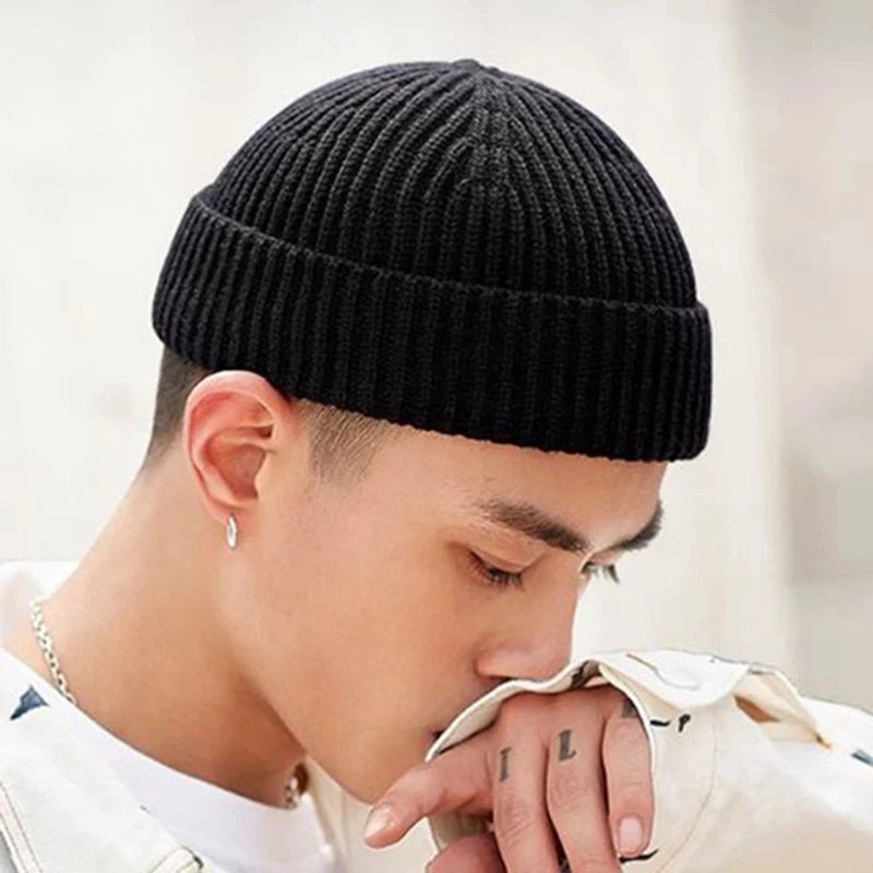 Solid Color Knit Beanie for Men & Women – Warm Winter Skull Cap