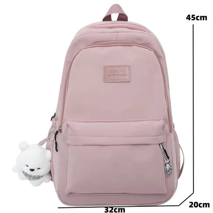 Cute Waterproof Laptop Backpack for Women – School & Travel Bag with Pendant