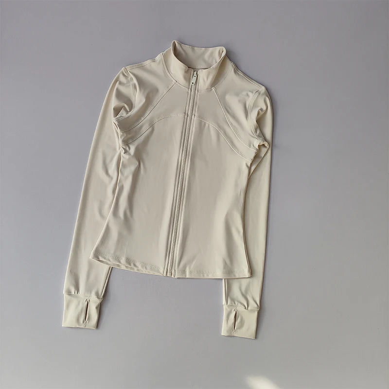 Full-Zip Athletic Jacket – Women's Slim Fit Stand Collar Sports Top