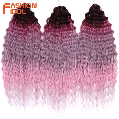 Idol 300g 22 Inch Ariel Curl Hair Water Wave Twist Crochet Synthetic Ombre Rainbow Color Braiding