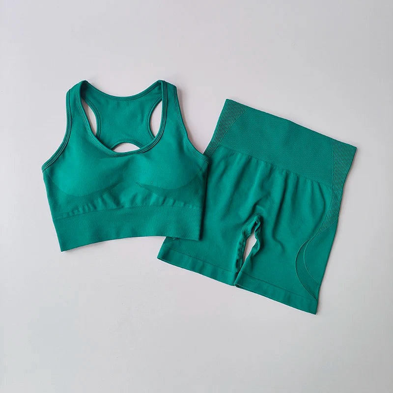 2-Piece Women's Seamless Yoga Set – Sports Bra & Shorts