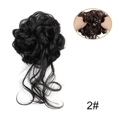 Synthetic Fiber Messy Bun Hairpiece Scrunchie Fake Chignon Hair Extensions Accessories Women Daily