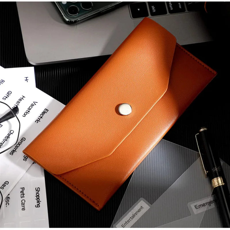 Slim PU Leather Envelope Wallet – Waterproof Cash Organizer