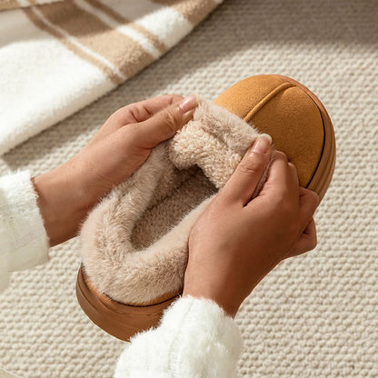 Fuzzy Winter Slippers – Plush Faux-Fur Thick-Sole Anti-Slip Home Shoes