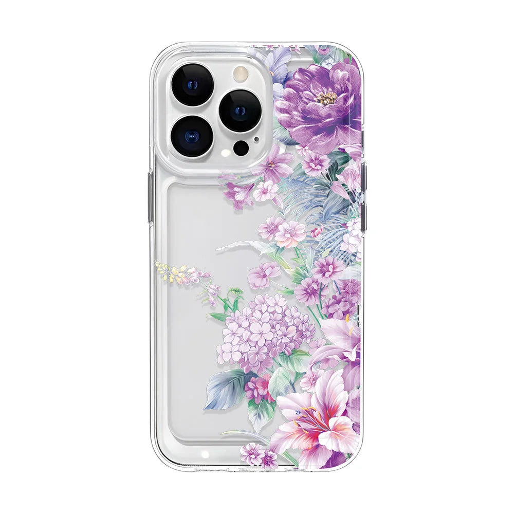 Girls Flower Clear Phone Case Iphone 16 15 14 13 12 11 Pro Max Plus Bumper Shockproof Hard Cover