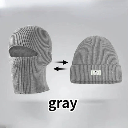 2-in-1 Knitted Balaclava Beanie Hat – Windproof Full Face Ski Mask