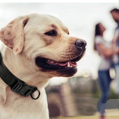 Tactical Dog Collar – Adjustable Military Training Nylon Collar with Metal Buckle