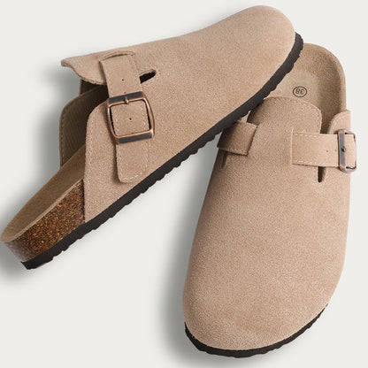 Suede Mule Clogs – Women's Arch Support Cork Outdoor Slippers