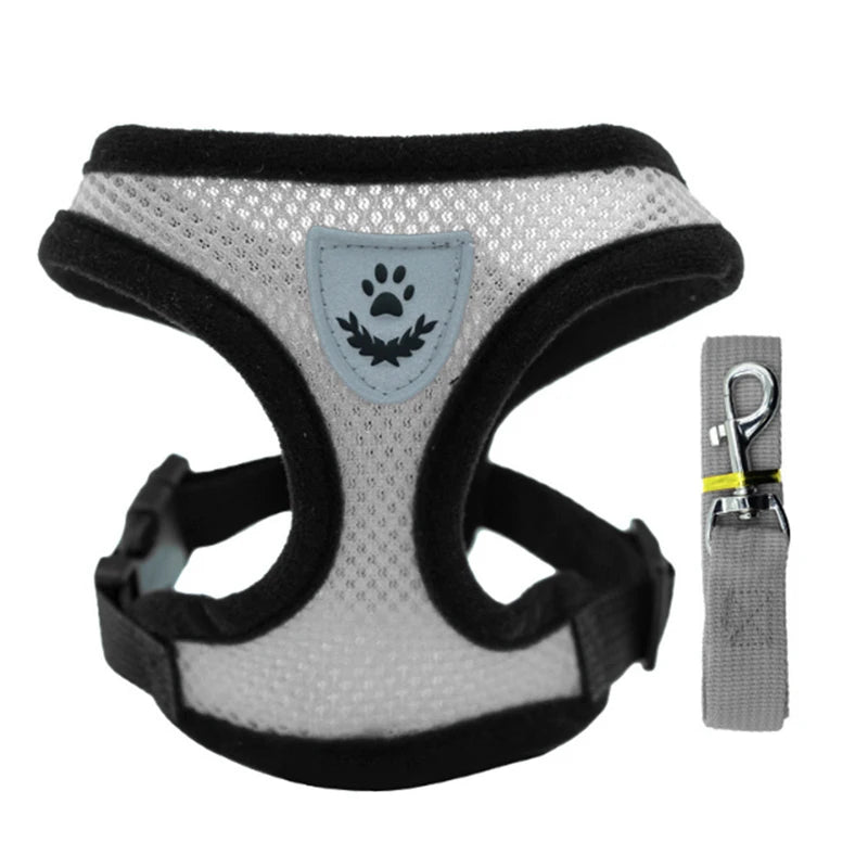 Adjustable Mesh Pet Harness Vest with Leash – Dog & Cat