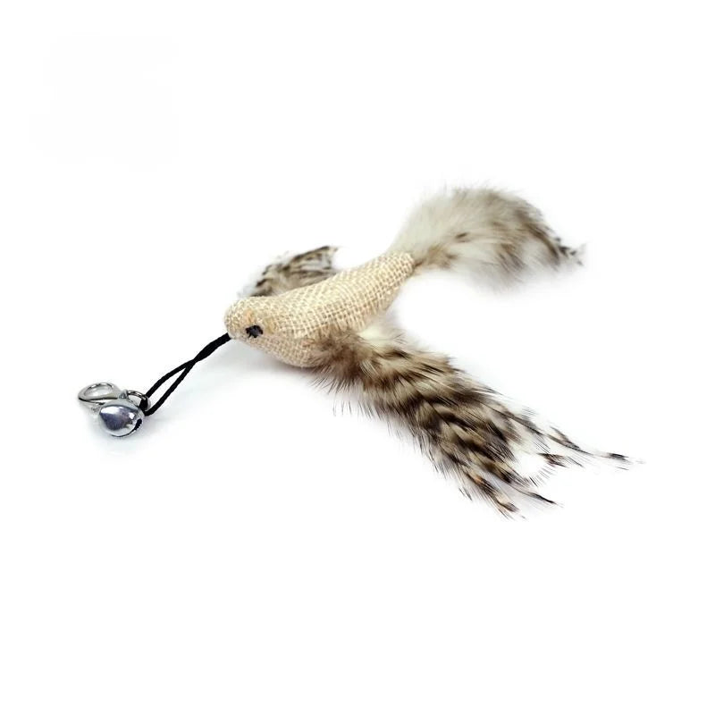 Suction Cup Bird Feather Cat Wand Toy – Interactive Kitten Hunting Toy with Bell