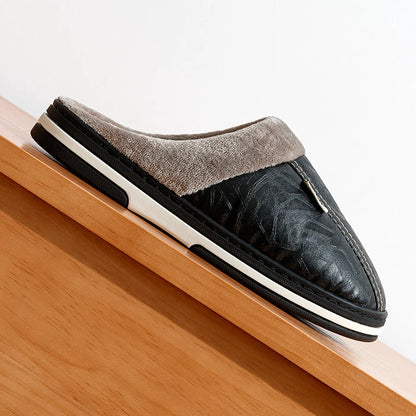 Men's Winter Slippers – Waterproof PU Leather Fur-Lined Big Sizes 40–51