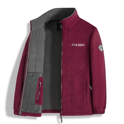 Men's Thick Polar Fleece Jacket – Full-Zip Warm Outdoor Winter Coat