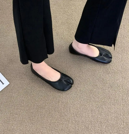 Split Toe Tabi Flat Loafers for Women – Soft Leather Mary Jane Flats