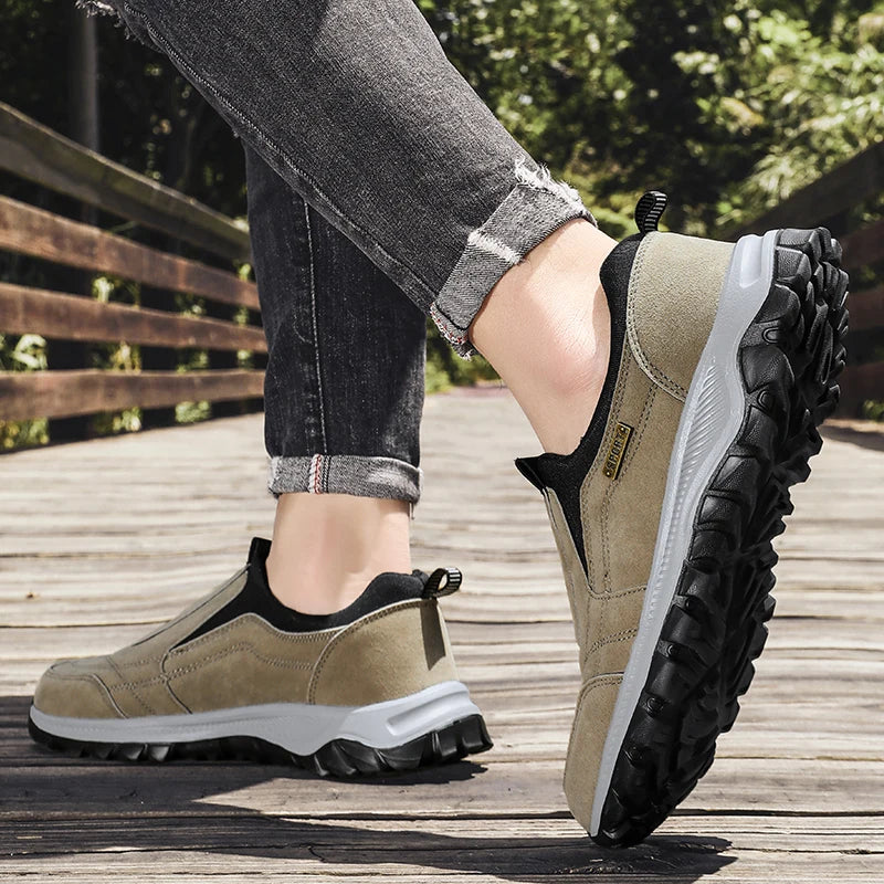 Men's Non-Slip Slip-On Hiking Shoes – Comfortable Outdoor Walking Sneakers