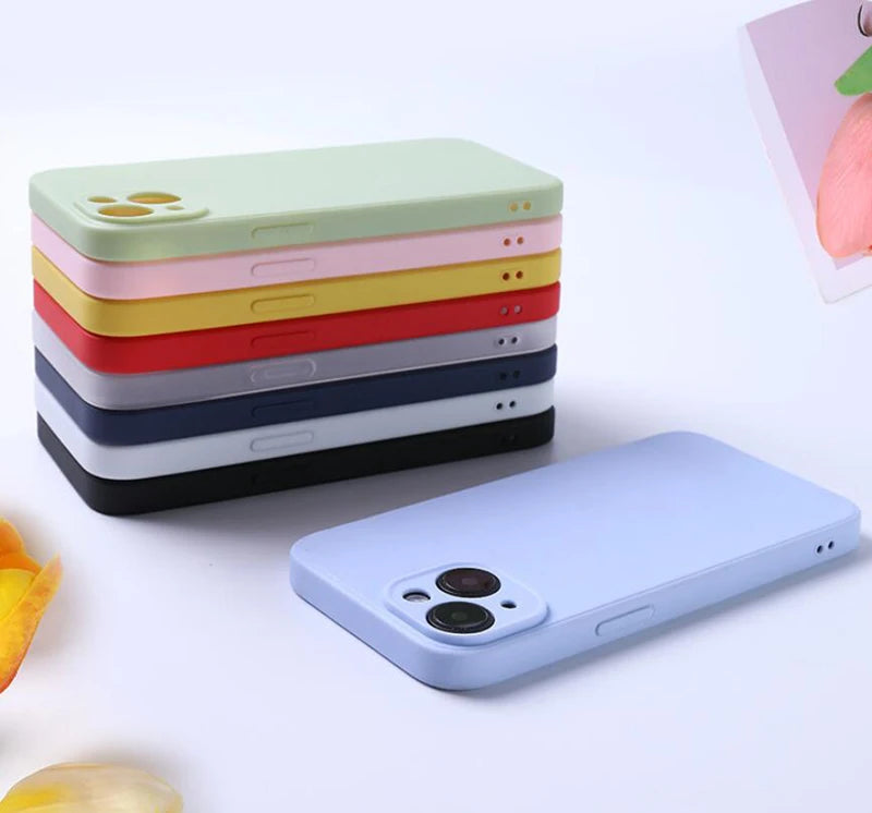 Luxury Liquid Silicone Phone Case Iphone 13 Mini 14 15 Pro Max Plus Candy Color Soft Back Cover