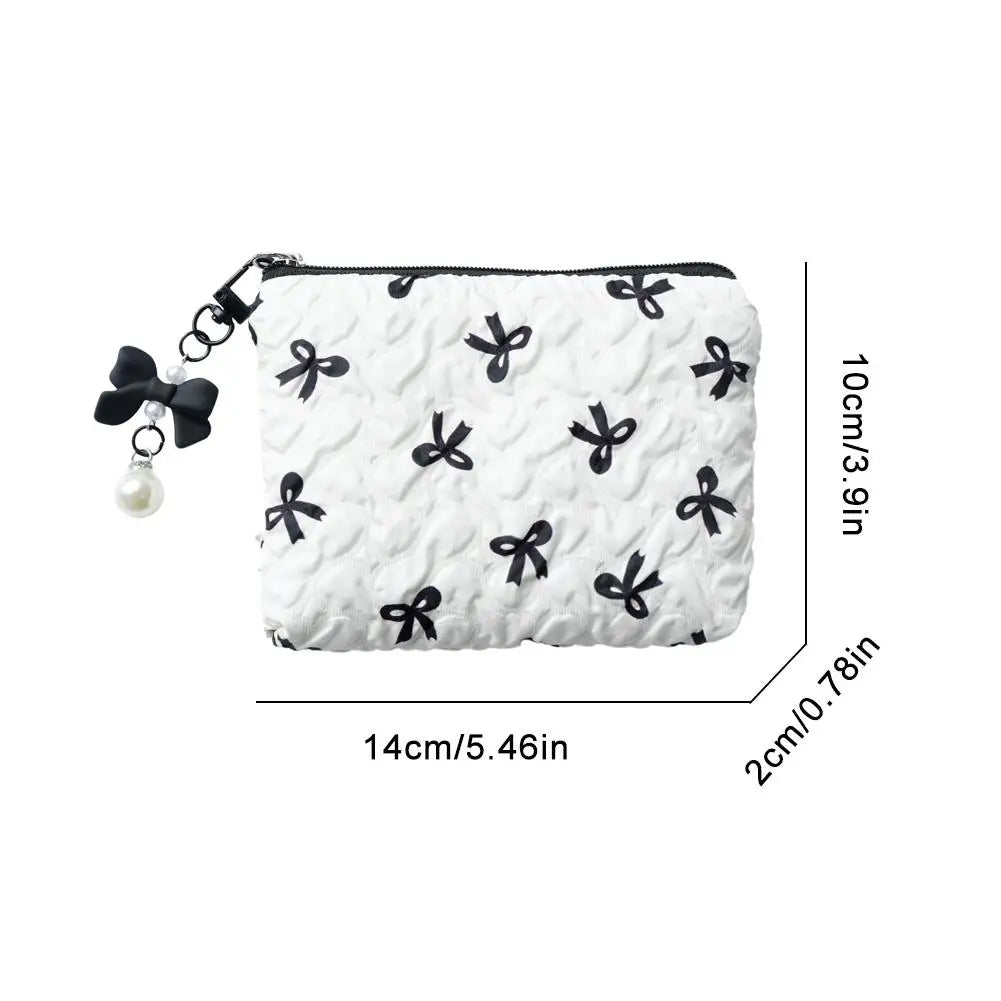 Makeup Bag with Bow Print – Cute Quilted Cosmetic Pouch