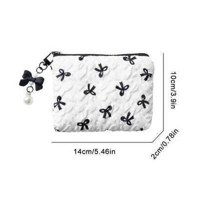 Makeup Bag with Bow Print – Cute Quilted Cosmetic Pouch