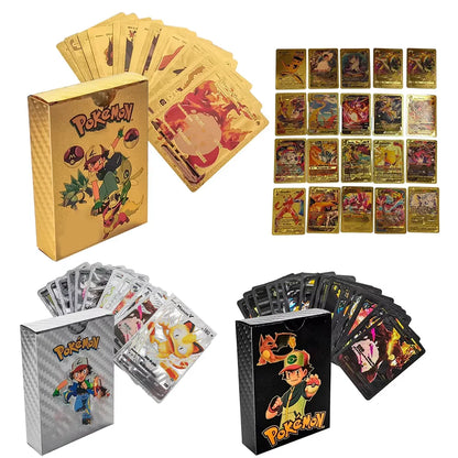 55pcs Pokemon Cards Vmax Gx Gold Foil Flash Box Party Interactive Game English Spanish Colorful