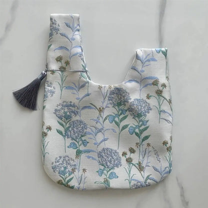 Chinese Style Embroidered Wrist Bag with Tassel Pendant