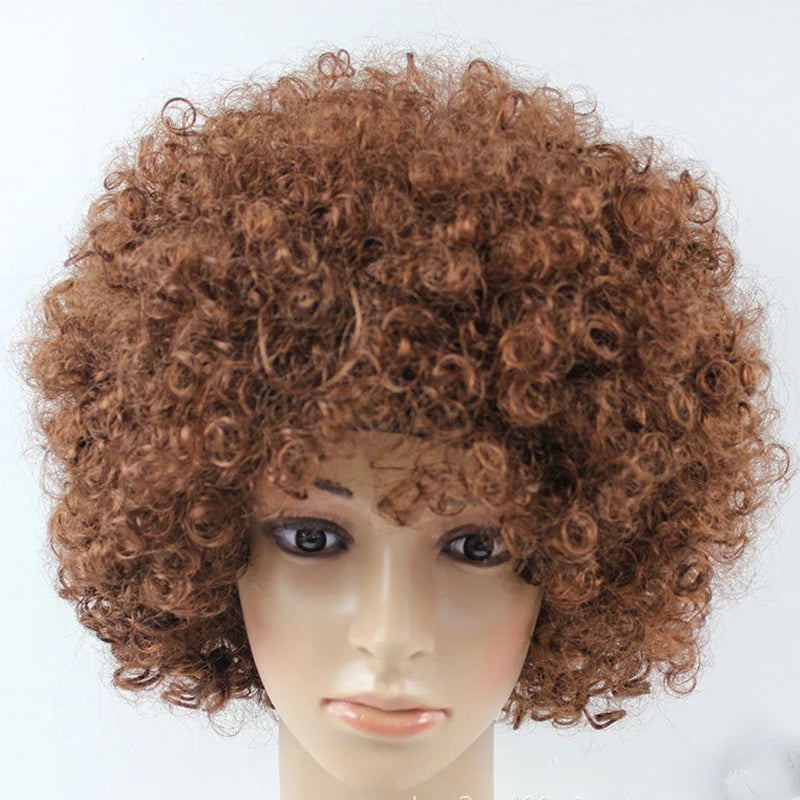 Women Curly Cosplay Wig Short Wavy Hair Colorful Synthetic Daily Party Men Football Fan Wearing Kids