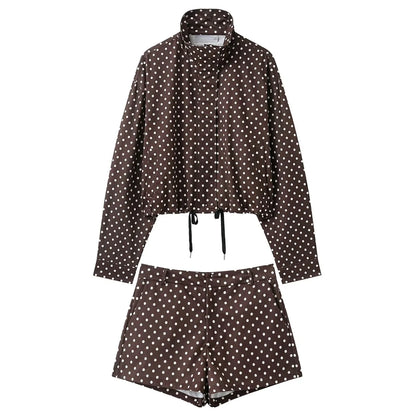 Women's Polka Dot Jacket & Shorts Set