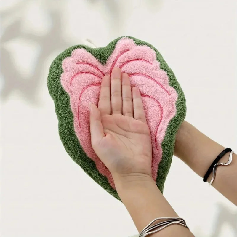 Washable Clear Plant Print Towels Ultra-Absorbent Quick-Dry Hanging Loop Bathroom Kitchen Thumb Hand