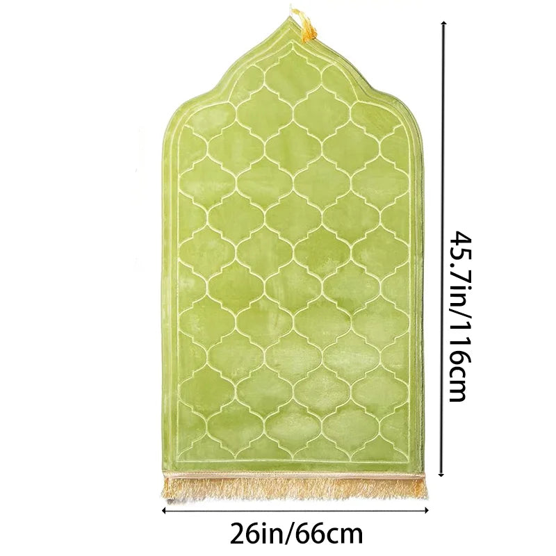 Islamic Prayer Rug with Tassels – Thick Soft Flannel, Anti-Slip