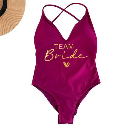 Team Bride One-Piece Swimsuit – Padded Bachelorette Bathing Suit