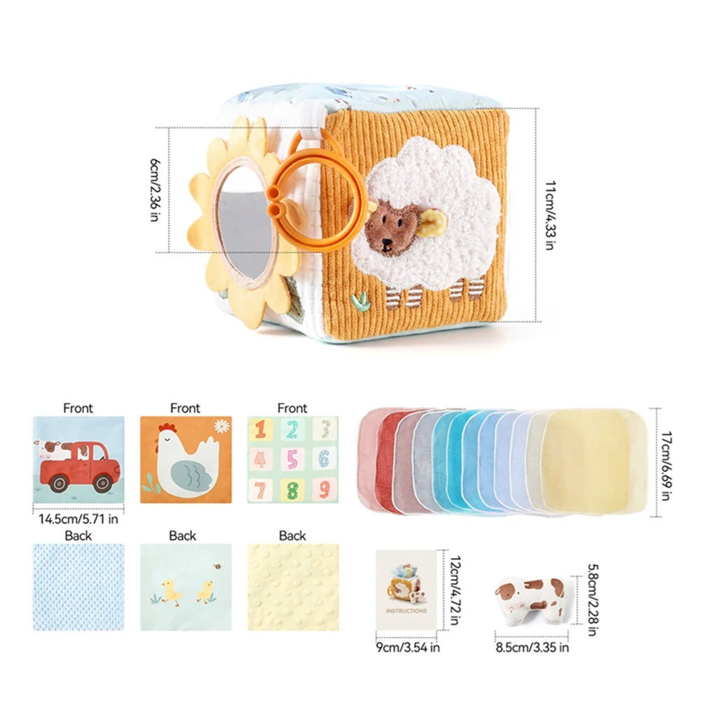 Montessori Baby Busy Box with Sensory Scarves & Cloth Toys