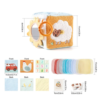 Montessori Baby Busy Box with Sensory Scarves & Cloth Toys