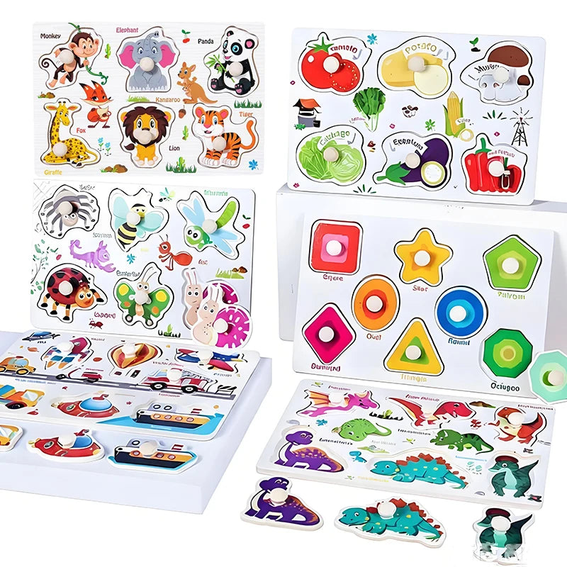 Wooden Montessori Puzzle Toy for Toddlers Ages 1-3