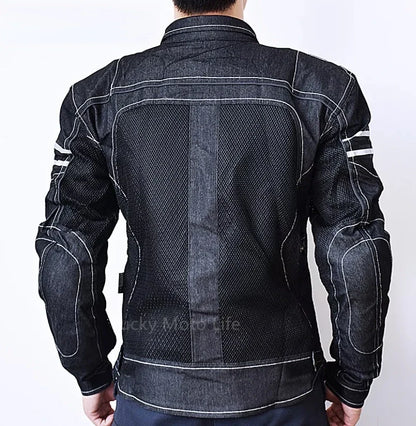 Komine JK-006 Mesh Motorcycle Jacket – Breathable Denim Racing