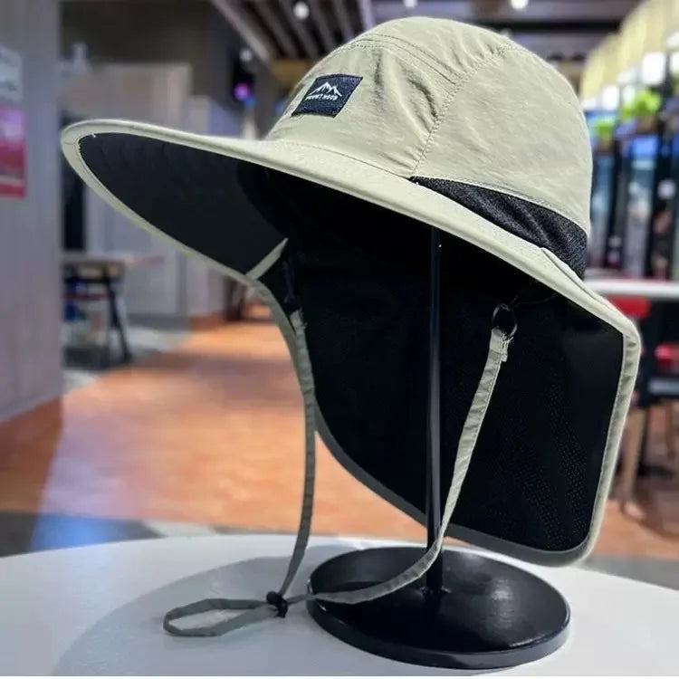 Wide Brim Bucket Hat with Neck Flap – Unisex Outdoor Sun Hat