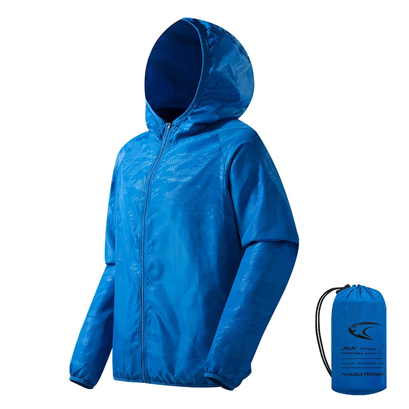 Waterproof Hiking Jacket – Unisex Packable Windbreaker with UV Protection