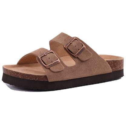 Suede Mule Clogs – Women's Arch Support Cork Outdoor Slippers