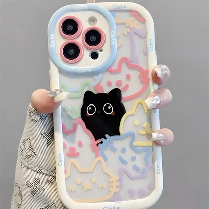 Cut Cat Aninal Phone Case Iphone 15 Funda 16 17 Pro Max 11 13 14 12 7 8 Plus Se 2020 Air 17promax