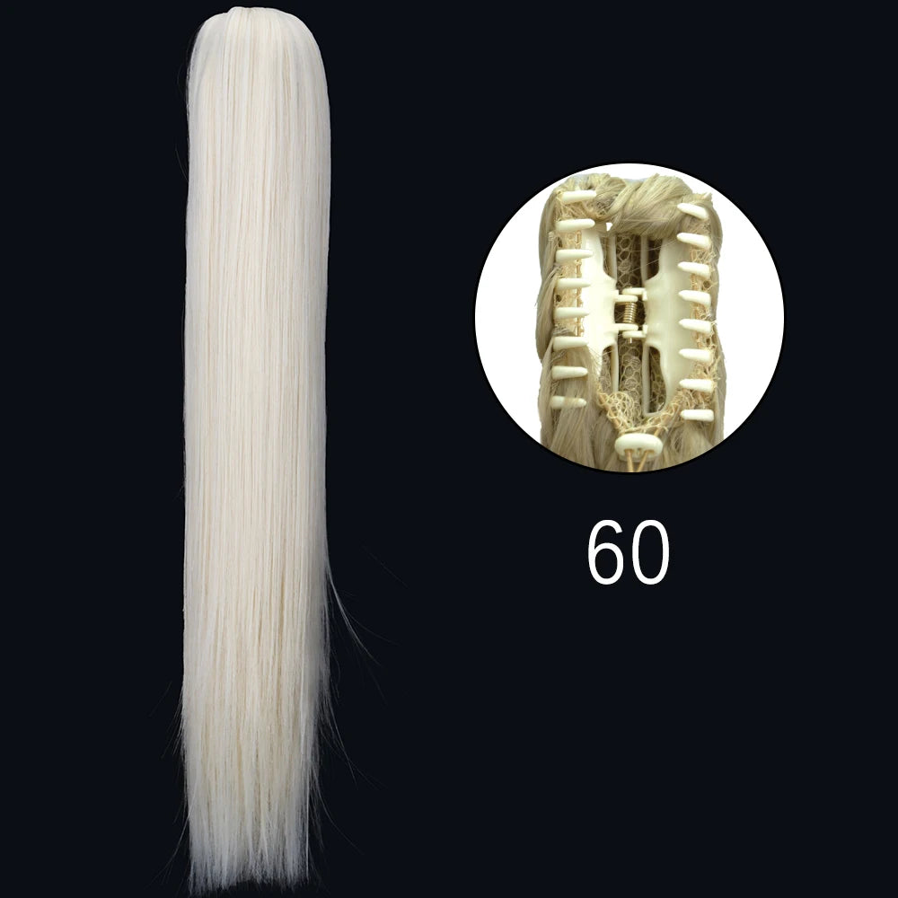 Synthetic Long Straight Claw Clip Ponytail Hair Extensions 24inch Heat Resistant Pony Tail Piece