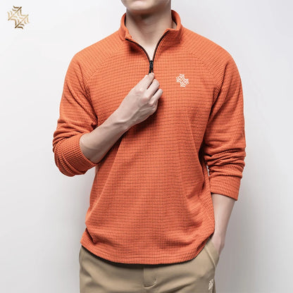 Quarter-Zip Long Sleeve Polo Shirt – Men's Breathable Sportswear