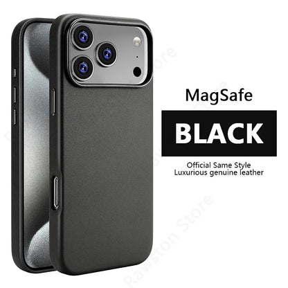 Official Magnetic Leather Case Apple Iphone 17 Pro Max 16 13 12 14 15 Plus Original Macsafe Magsafe