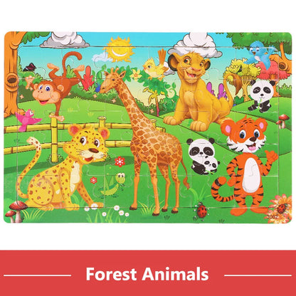 Wooden Cartoon Animal Puzzle for Kids – 30 Pieces Montessori Toy