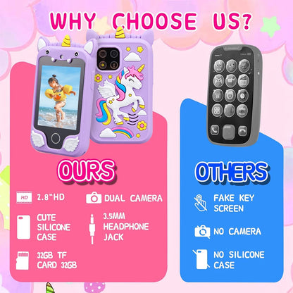 Kids Smart Phone Toy with Touchscreen & Camera – Unicorn Design for Girls