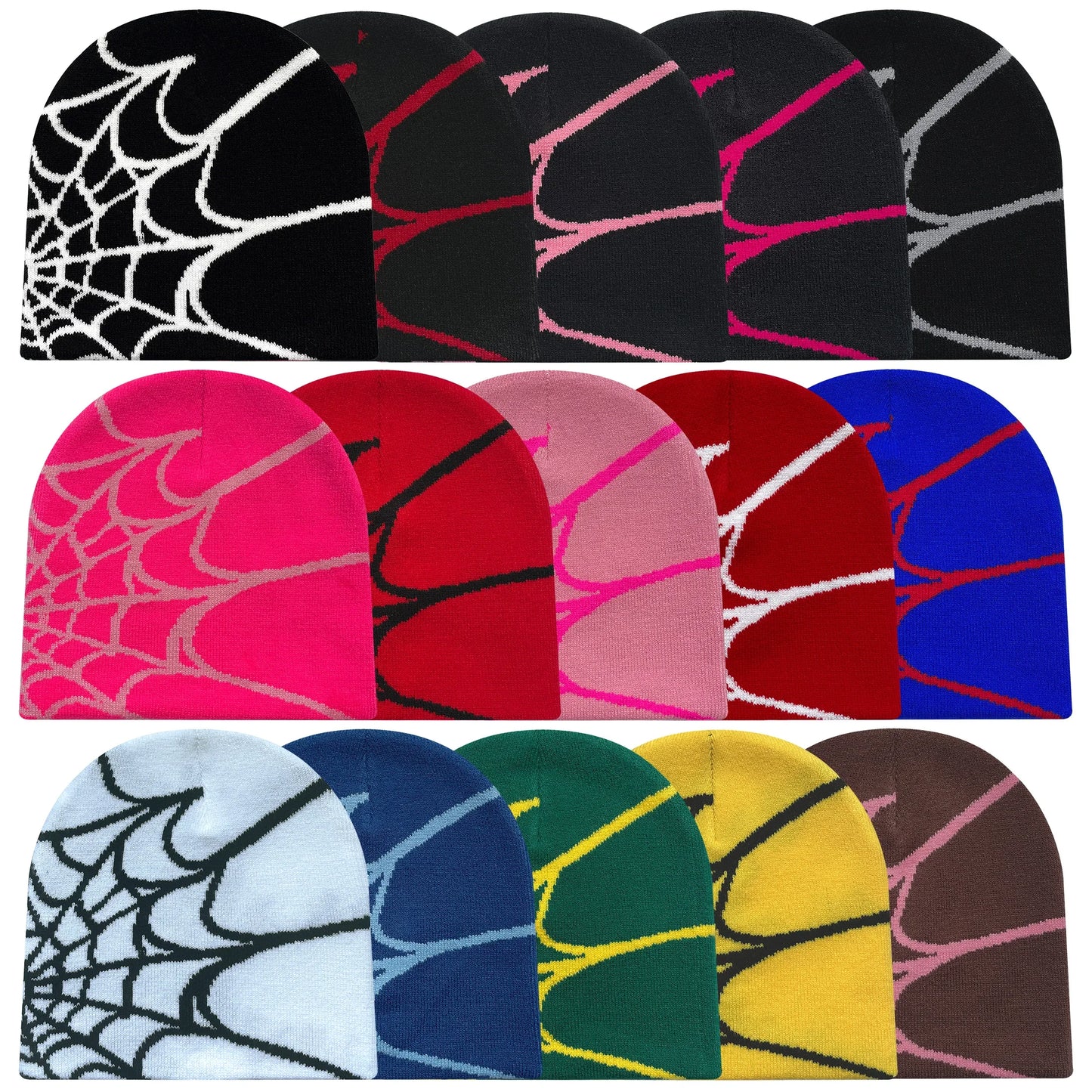 Spider Web Knit Beanie – Y2K Unisex Winter Hat